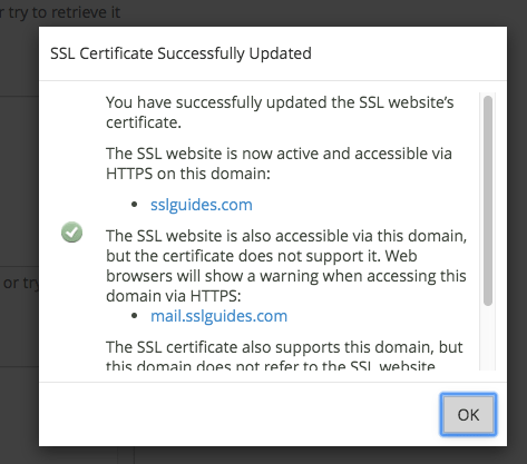 cpanel ssl install success