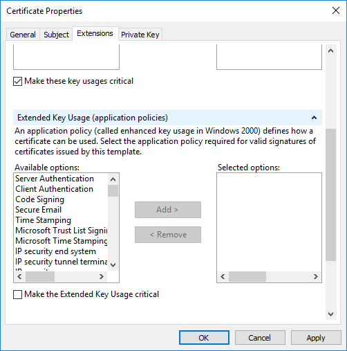 Certificate Application Policies