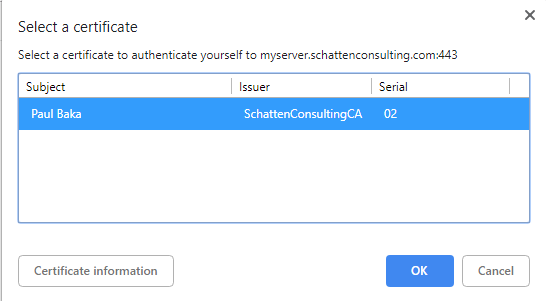 Windows select Authentication Certificate