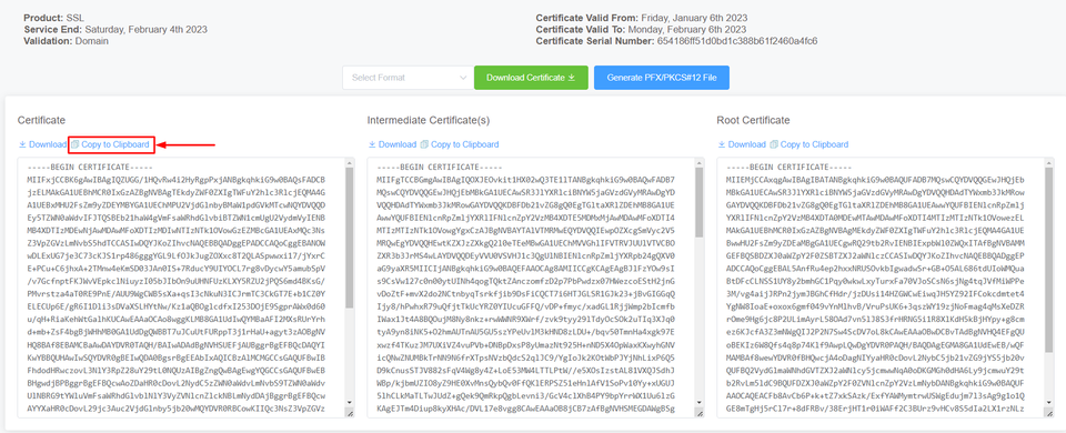 Copy SSL Certificate