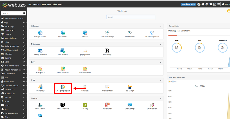 Webuzo CSR Dashboard